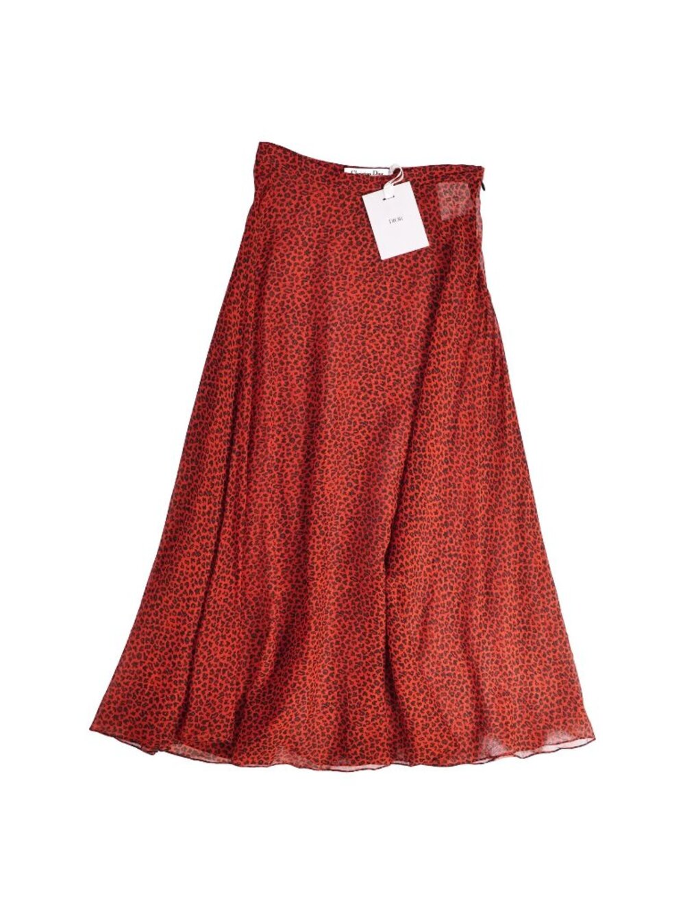 Dior Skirt Long All Over Print Silk Red US 4